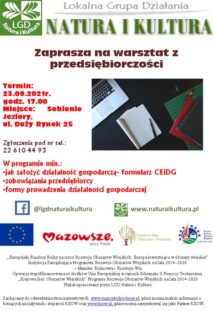 Plakat warsztat przedsiębiorczości KSOW